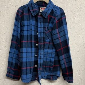 Levi's Flannel Navy and Light Blue Checkered Shirt